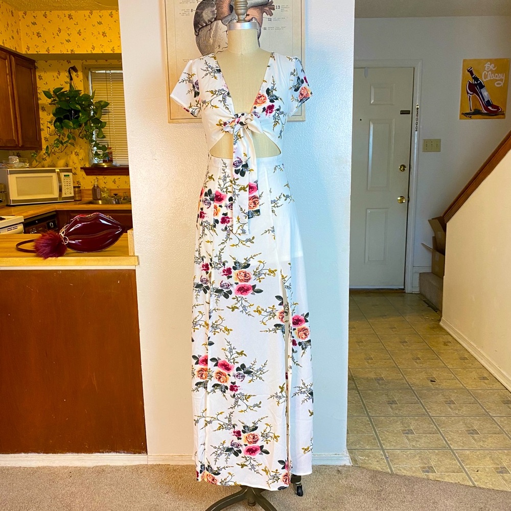Floral Double Split Maxi Dress.